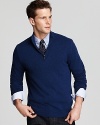 Crafted in cashmere for unparalleled softness, this handsome half-zip sweater solidifies your attire with luxe polish and masculine appeal. Pair it with a patterned button-down for an unbeatable combination.