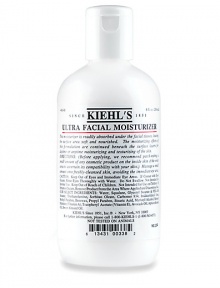 Ultra Facial Moisturizer is formulated with Squalane, an olive-derived emollient which resembles the skin's natural sebum, and additional skin-compatible oils derived from avocados, apricot kernels and sweet almonds. This facial moisturizer is instantly absorbed, leaving the surface area soft and elegantly conditioned for the immediate application of make-up or powder, if so desired. Leaves no residual oiliness. For normal-to-dry and normal-to-oily skin. Ultra Facial Moisturizer is formulated with Squalane, an olive-derived emollient which resembles the skin's natural sebum, and additional skin-compatible oils derived from avocados, apricot kernels and sweet almonds. This facial moisturizer is instantly absorbed, leaving the surface area soft and elegantly conditioned for the immediate application of make-up or powder, if so desired. Leaves no residual oiliness. For normal-to-dry and normal-to-oily skin.