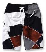 Cool color blocking gives these Quiksilver board shorts instant presence on the beach or boardwalk.