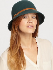 Signature cloche style crafted from superior wool felt with leather belt detail and antique brass hardware.WoolOne size fits mostSpot cleanImported Signature cloche style crafted from superior wool felt with leather belt detail and antique brass hardware.WoolOne size fits mostSpot cleanImported