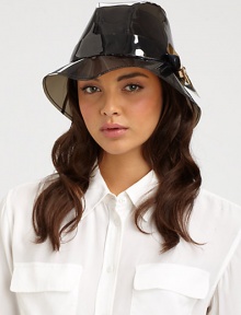 Protect yourself from the elements in this slick rain hat, made from translucent PVC with a small brim and golden bow detail for a signature touch.100% PVCBrim, about 2Spot cleanMade in Italy Protect yourself from the elements in this slick rain hat, made from translucent PVC with a small brim and golden bow detail for a signature touch.100% PVCBrim, about 2Spot cleanMade in Italy