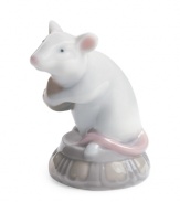 The kind of mouse you want in your house, this Lladro figurine is delicately glazed with a cute pink nose and shiny white fur in fine porcelain.