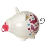 Start young. Encourage your little one to save and spend wisely with an Oinks! Baby Girl piggy bank, featuring a pink pacifier and playful heart and butterfly motif. From Salt&Pepper, a brand synonymous with fresh, contemporary home design.