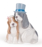 Two sweet pups take a much-needed nap. A perfect accent for any tabletop or mantlepiece. 4-3/4 x 4