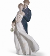 Celebrate your eternal love with this charming porcelain figurine from Lladro. The intricate detail and endearing sentiment make this piece a lovely gift for any special couple.