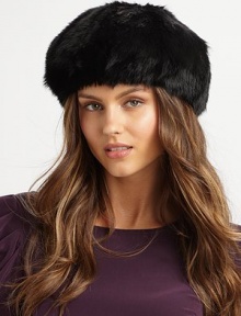 A brimless style in a dyed animal print. Dry clean Imported Fur origin: Spain A brimless style in a dyed animal print. Dry clean Imported Fur origin: Spain