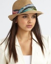 A casual style with a shimmery, ruched silk band. 90% toyo paper/10% cottonMetallic silkBrim, about 2Hand washMade in USA of imported fabrics