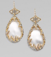 From the Grey Gardens Collection. An elegant design featuring goldtone vines encrusted with Swarovski crystals framing a beautiful, hand-crafted teardrop-shaped lucite stone. GoldtoneSwarovski crystalsHand-crafted luciteDrop, about 2½14k gold French wire backMade in USA