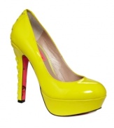 Get tied up in Betsey Johnson's  bright neon Dita platform pumps. Featuring a sultry high heel with lace-up detail that emphasizes your sexy side.