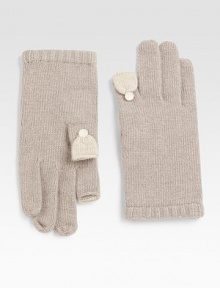 A clever design with turn down index finger and thumb that allows you to comfortably use touchscreen mobile devices on the coldest of days. Ribbed hem About 8½ long 40% wool/28% viscose/15% nylon/10% cashmere/7% angora; dry clean Imported A clever design with turn down index finger and thumb that allows you to comfortably use touchscreen mobile devices on the coldest of days. Ribbed hem About 8½ long 40% wool/28% viscose/15% nylon/10% cashmere/7% angora; dry clean Imported