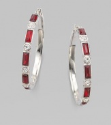 This chic piece features pretty baguette and round stones in an alternating design. Glass stonesSilvertoneLength, about 1¾14k gold filled post backImported 