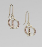 Dazzling, crystal encrusted iconic, logo design. GoldtoneCrystalsLength, about 1Hook backMade in Italy