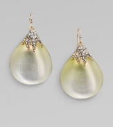 From the Grey Gardens Collection. An elegant design featuring goldtone vines encrusted with Swarovski crystals accenting a beautiful, hand-crafted petal-shaped lucite stone. GoldtoneSwarovski crystalsHand-crafted luciteDrop, about 214k gold French wire backMade in USA