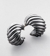 From the Silver Classics Collection. Aptly named for both its texture and shape, this bold yet graceful design delicately hugs the ear. Sterling silver Length, about ¾ Post back Made in USA