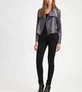 EXCLUSIVELY AT SAKS. Flaunting a cropped fit, this jacket is stylish and undeniably irresistible, thanks to edgy zipper details.Cropped designFabric detail along sleevesFront zipperZippered slash pocketsAbout 24 from shoulder to hemSuede; sleeve detail: polyesterDry clean by suede specialistMade in USA of imported fabric Model shown is 5'9 (175cm) wearing US size Small. 