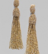 A bold seed beaded fringe design with clip-on backs.Hematite Length, about 5 Clip-on backs Imported 