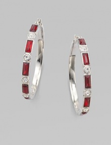 This chic piece features pretty baguette and round stones in an alternating design. Glass stonesSilvertoneLength, about 1¾14k gold filled post backImported This chic piece features pretty baguette and round stones in an alternating design. Glass stonesSilvertoneLength, about 1¾14k gold filled post backImported