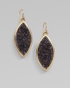 A statement piece featuring beautifully textured druzy quartz stones set in a 14k goldplated marquis. Druzy quartz14k goldplated white metal alloyDrop, about 1¼Post backMade in USA