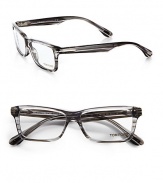 Sharpen your everyday look with this lightweight, rectangular-shaped plastic frame. Available in grey horn.AcetateLogo templesMade in Italy Please note: Non-prescriptive lens. 
