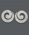 Top off your look with luminous, last-minute studs by B. Brilliant. A chic cut-out swirl design crafted in sterling silver features dozens of sparkling round-cut cubic zirconias (1/5 ct. t.w.). Approximate diameter: 7/16 inch.