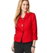 Add a dose of stunning red to a simple sheath or a pair of black trousers with this cuffed sleeve jacket, part of Tahari by ASL's collection of suiting separates.