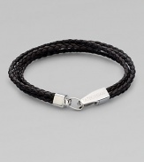 A braided strand of fine Italian leather is offset by a gleaming sterling silver clasp.LeatherSterling silverAbout 8 long Made in the United Kingdom