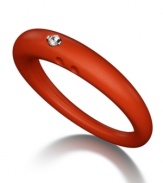 Stackable style with a hint of sparkle! DUEPUNTI's unique ring is crafted from orange-hued silicone with a round-cut diamond accent. Ring Size Small (4-6), Medium (6-1/2-8) and Large (8-1/2-10).
