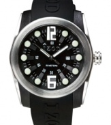 A sport watch from Izod in midnight black with luminous accents to keep you active day and night.