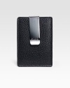 A slim-line credit card holder in pebbled leather with a removable money clip. Removable money clipBill compartment2½ X 3¾Imported