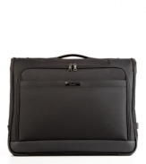 Indulge in the luxury of travel-a sleek garment bag takes your wardrobe on the go, making it easy to show up in style & enjoy all of the comforts of home wherever you are in the world. A spacious interior houses a wet pocket, shoe & shirt pocket, smart sleeve and more, plus a removable shoulder strap guarantees comfort in carrying.
