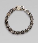 A bold look for the trendsetting man, a sterling silver bracelet with a polished Union Jack clasp and alternating sterling silver and rutilated quartz beads.Black rhodium-plated sterling silver10mm rutilated quartz beadsLobster clasp closureBracelet, 8¾ longImported