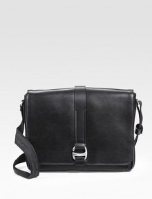 An essential for on-the-go gentlemen of any age in baby calfskin leather with a vara gancino closure. Flap closure Adjustable nylon shoulder strap Exterior slip pocket Interior zip pocket 14W X 11H X 4D Imported An essential for on-the-go gentlemen of any age in baby calfskin leather with a vara gancino closure. Flap closure Adjustable nylon shoulder strap Exterior slip pocket Interior zip pocket 14W X 11H X 4D Imported