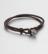 Neatly woven leather maintains a relaxed, yet refined look in this two-strand bracelet with a sterling silver beaded closure.LeatherSterling silverAbout 9 long.Imported