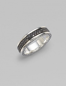 Two rows of carefully placed black pavé diamonds line the angled outer rim of a sterling silver ring. From the Pavé Diamond Collection Sterling silver Black diamonds, 1.72 tcw Imported Two rows of carefully placed black pavé diamonds line the angled outer rim of a sterling silver ring. From the Pavé Diamond Collection Sterling silver Black diamonds, 1.72 tcw Imported