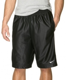 Make every move on the money. This breathable, sateen mesh short features an elastic waistband, onseam side pockets and embroidered logo at hem. Make every move on the money. This breathable, sateen mesh short features an elastic waistband, onseam side pockets and embroidered logo at hem.