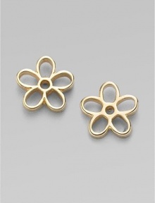 Charming daisies have cutout center and peek-a-boo petal designs. Palladium and rhodium plated Sterling silver posts Diameter, about ½ Post back Imported Charming daisies have cutout center and peek-a-boo petal designs. Palladium and rhodium plated Sterling silver posts Diameter, about ½ Post back Imported