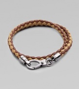 A richly-hued braided leather bracelet perfect for layering and wrap around styling.LeatherAbout 3 diam.Spring claspMade in Italy