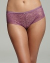 A floral lace hipster with sheer lace trim along legs from Calvin Klein.