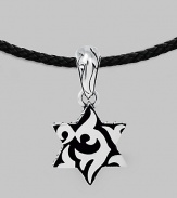 A thoroughly modern look crafted in fine sterling silver on an adjustable leather cord. From the Men's Dayak Collection Sterling silver Adjustable leather cord: 18-20 long ¾W X 1½L Lobster clasp Imported 