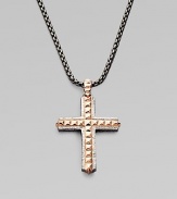 From the Alchemy in the UK Collection. A bold cross pendant of sterling silver, textured, studded and finished with rose goldplatng and black rhodium-plated accents, on a chunky chain of oxidized silver.Sterling silverRose goldplated and rhodium plated accentsChain length, about 24Pendant length, about 1½Lobster claspImported