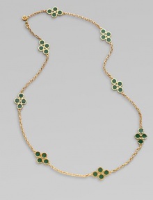 Enamel clovers add touches of color to this versatile, 16k goldplated design.Resin16k goldplatedLength, about 20Lobster claspImported Enamel clovers add touches of color to this versatile, 16k goldplated design.Resin16k goldplatedLength, about 20Lobster claspImported