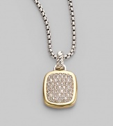 From the Noblesse Collection. A glittering diamond pavé pendant, edged in polished 18k gold, dazzles as it hangs from a sterling silver cable chain. Diamonds, 0.45 tcw 18k yellow gold and sterling silver Chain length adjusts from about 16 to 17 Pendant width, about ½ Lobster clasp Made in USA