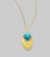 From the Lobe Collection. A round turquoise drop and 24K gold crescent hang on a delicate chain link.Turquoise 24K gold Length, about 16 - 18 Pendant, about ¼ Pelican clasp closure Imported 