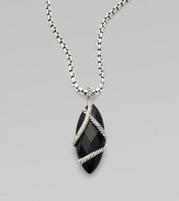From the Cable Wrap Collection. A marquis shaped black onyx stone wrapped by dazzling diamonds and cables. Diamonds, .29 tcw Black onyx Sterling silver Size, about 1½L X ½W Imported Please note: Chain sold separately. 
