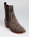 MARC BY MARC JACOBS take the must-have chelsea boot into modern territory with this streamlined version in soft suede. Ribbed and grooved details lend a unique, utilitarian touch.