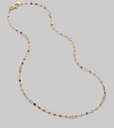 A bright array of round sapphires on a graceful chain of 18k yellow gold. Multicolor sapphires 18k yellow gold Length, about 22 Lobster clasp Made in USA