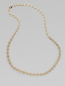 Adorable mini clovers are linked together to make this elegant piece.16k goldplated brassLength, about 18Lobster claspImported Adorable mini clovers are linked together to make this elegant piece.16k goldplated brassLength, about 18Lobster claspImported
