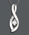 Go with the flow with this sterling silver single swirl Wrapped in Love(tm) pendant encircling a classic round-cut diamond (1/10 ct. t.w.). Approximate length: 18 inches. Approximate drop: 1-1/2 inches.