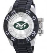 Root for your team 24/7 with this sporty watch from Game Time. Features a New York Jets logo at the dial.