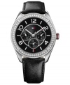 A leather timepiece from Tommy Hilfiger with ladylike sparkle.